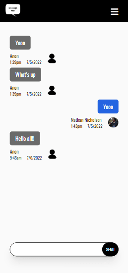 message me chat room page for mobile