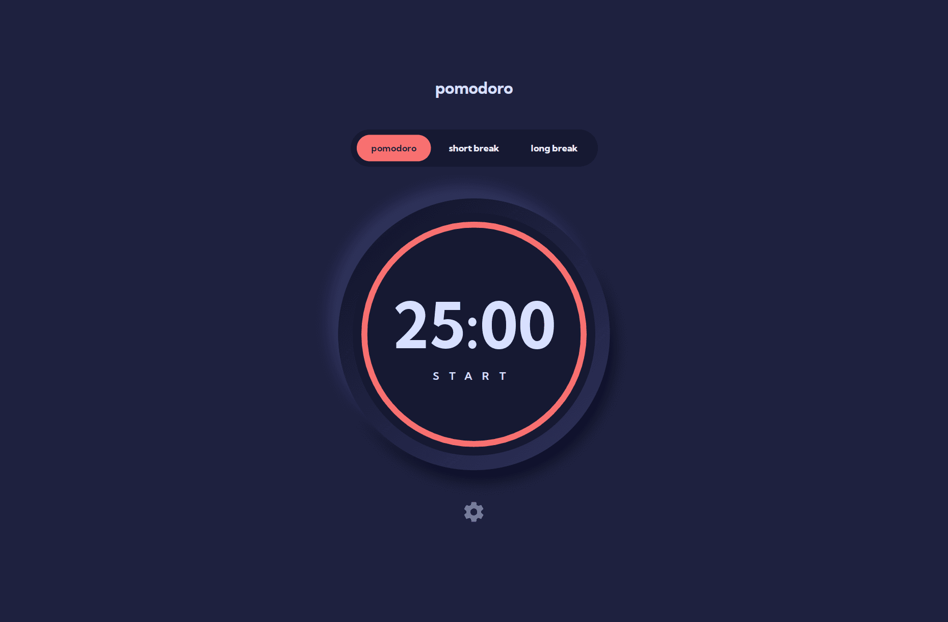 pomodoro main page for desktop